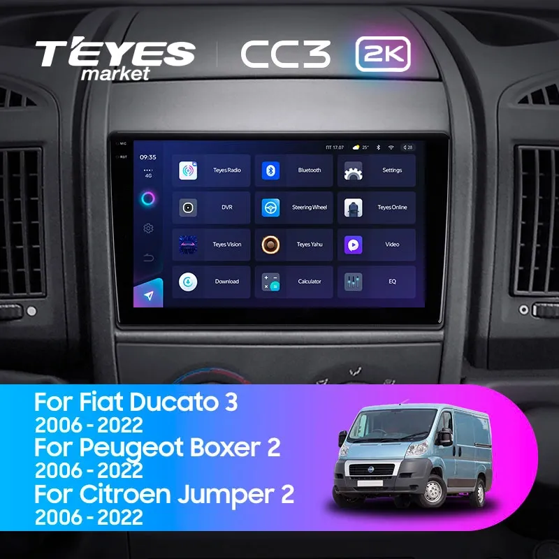 Комплект магнитолы TEYES CC3 2K 9.5" для FIAT Ducato III 2006-2023