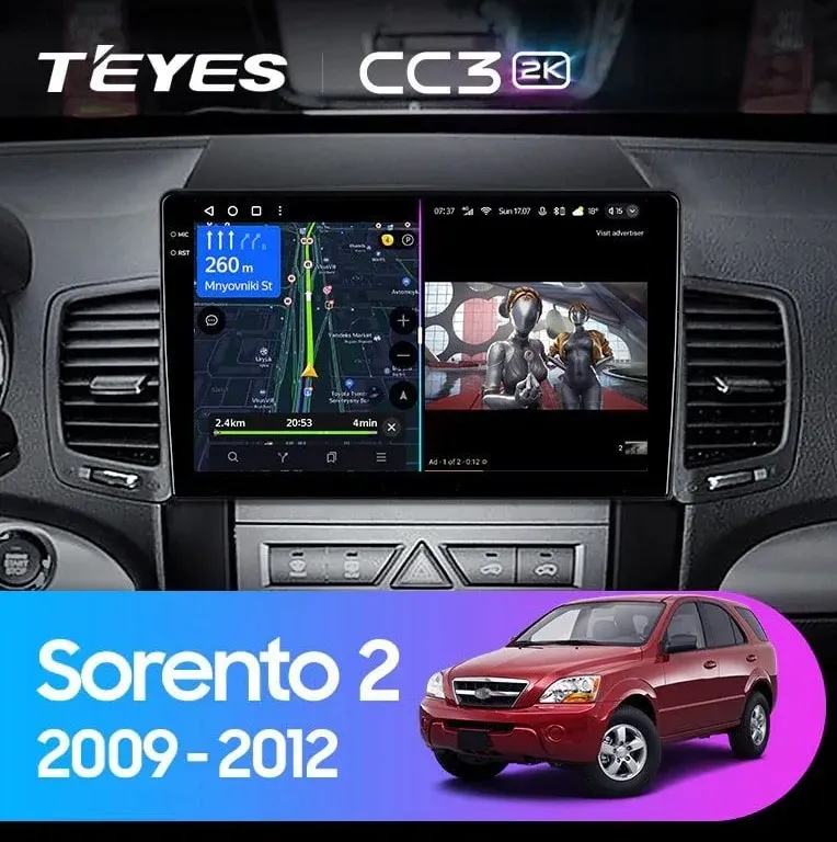 ШГУ Teyes CC3 2K 4/32 Kia Sorento 2 XM 2009-2012, 10.2"  - фото