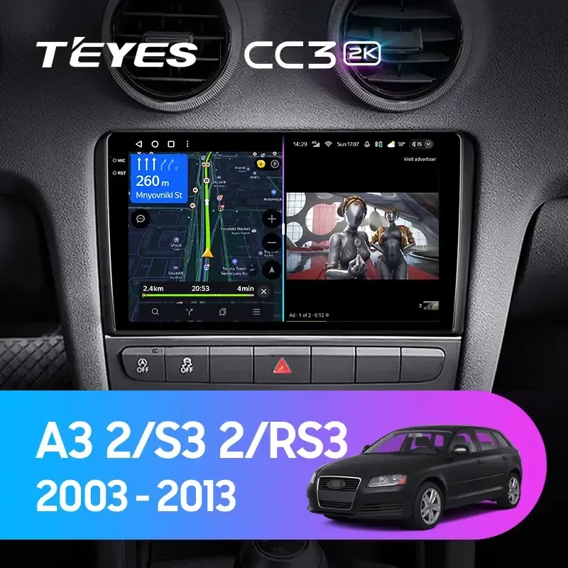 Комплект магнитолы TEYES CC3 2K 9.5" для Audi A3 8P рестайлинг 2004-2013