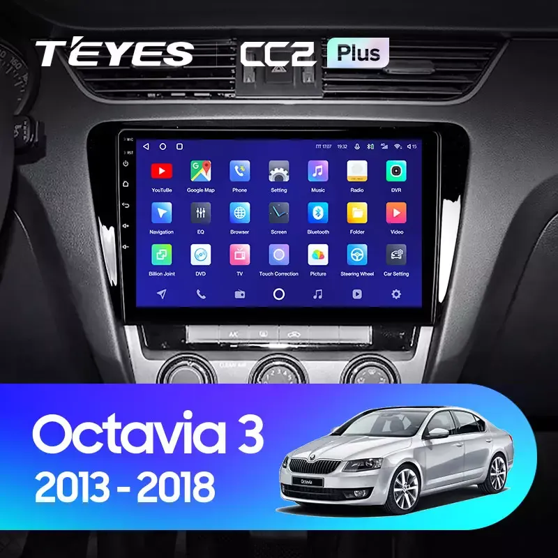 Комплект магнитолы TEYES CC2 Plus 10.2" для Skoda Octavia III 2013-2017