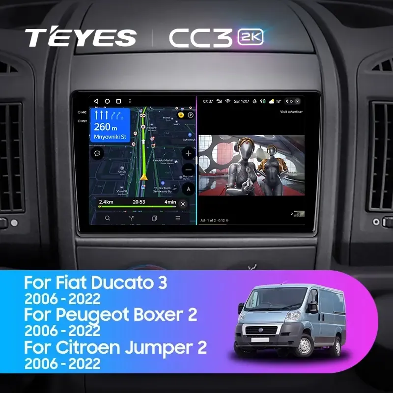 Комплект магнитолы TEYES CC3 2K 9.5" для FIAT Ducato