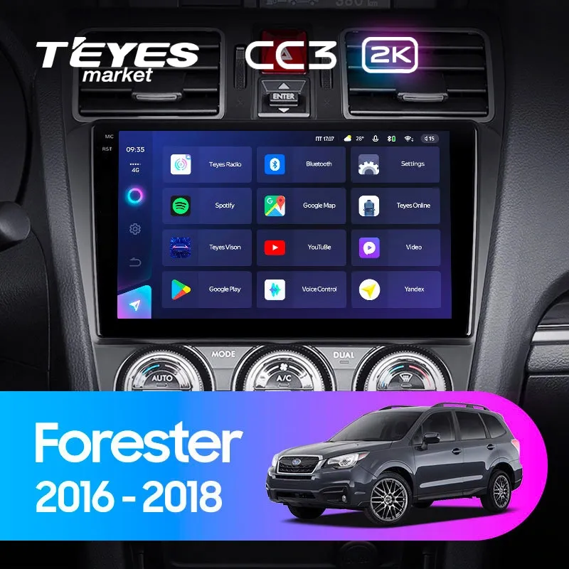 Комплект магнитолы TEYES CC3 2K 9.5" для Subaru Forester SJ рестайлинг 2015-2018