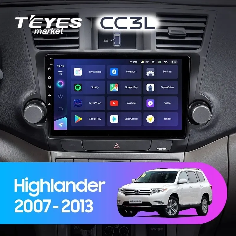 Комплект магнитолы TEYES CC3L 10.2" для Toyota Highlander