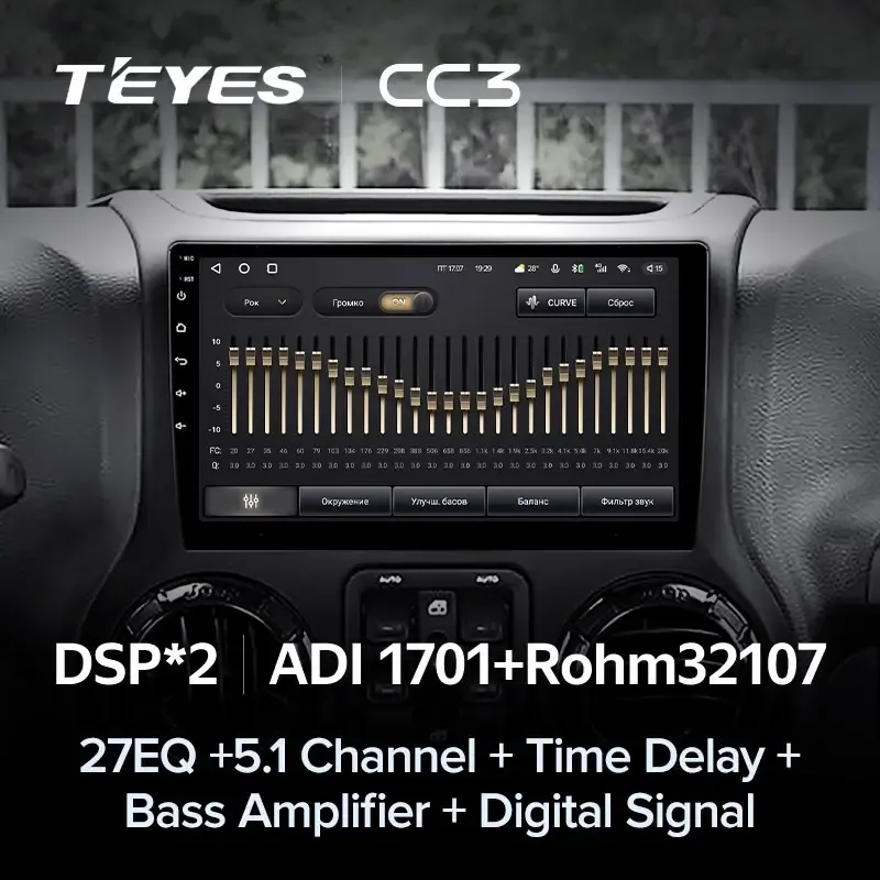 Комплект магнитолы TEYES CC3L 10.2" для Jeep Wrangler