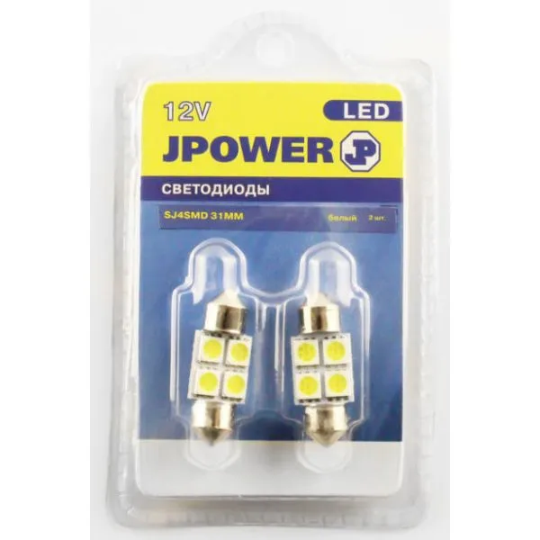 Лампа светодиодная J-POWER SJ4SMD 39mm (2шт) - фото Лампа светодиодная J-POWER SJ4SMD 39mm (2шт) - фото