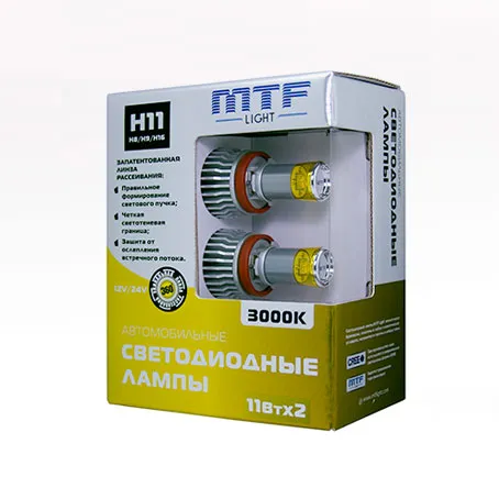 Лампа светодиодная MTF H11 (H8/H9/H16 ) 3000K BL, комплект - фото