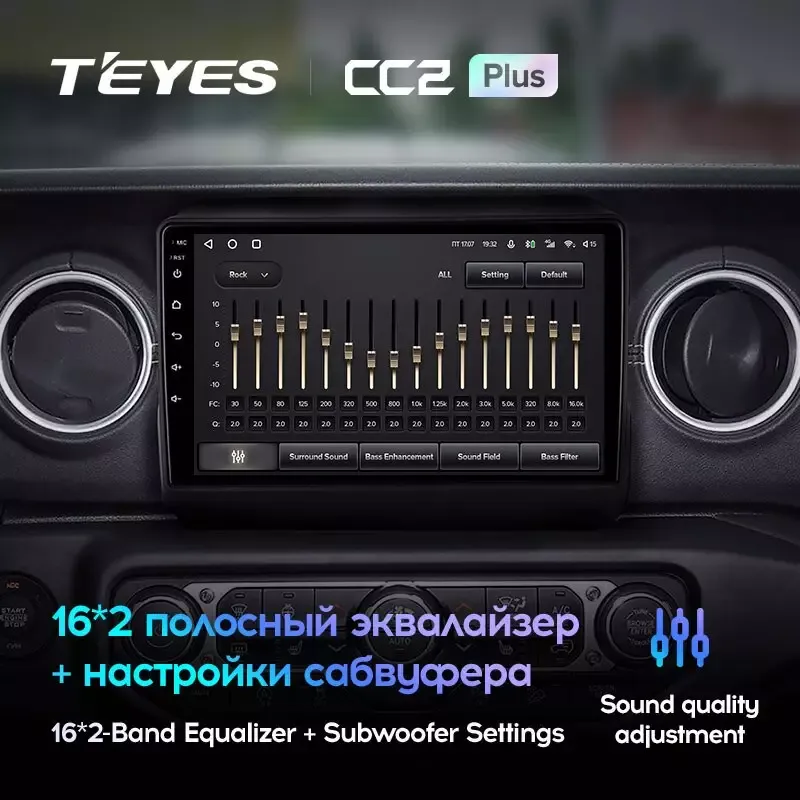 Комплект магнитолы TEYES CC2 Plus 9.0" для Jeep Wrangler IV 2018-2023