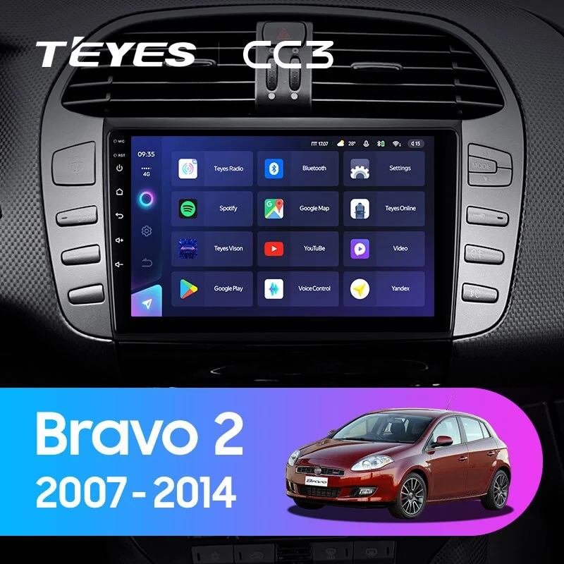 Комплект магнитолы TEYES CC3 9.0" для FIAT Bravo II 2007-2014