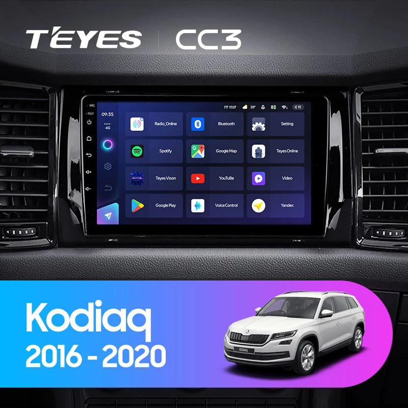 Комплект магнитолы TEYES CC3 10.2" для Skoda Kodiaq I 2016-2023