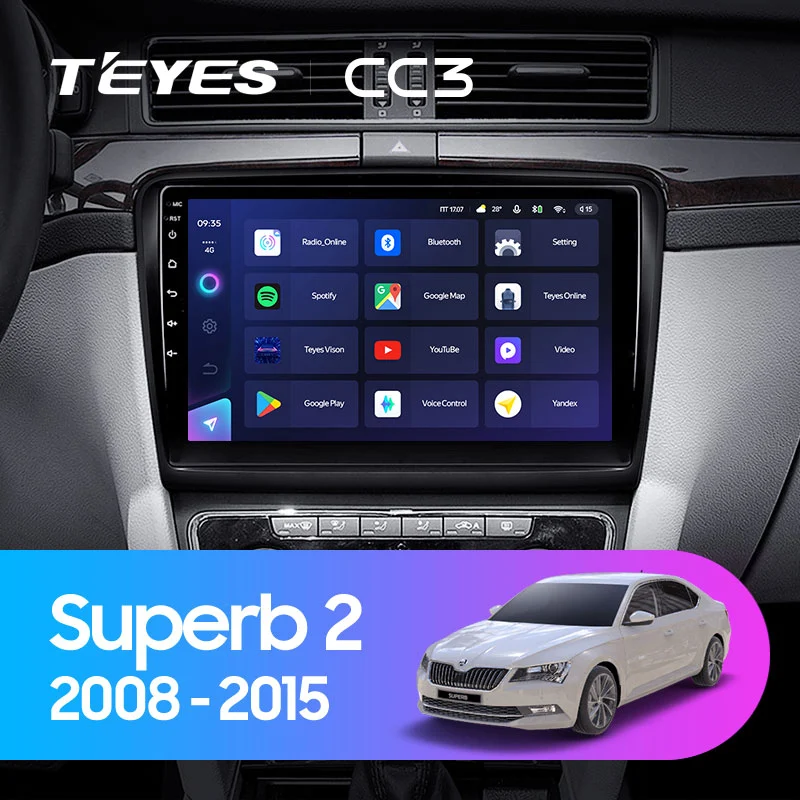 Комплект магнитолы TEYES CC3 10.2" для Skoda Superb II рестайлинг 2013-2015