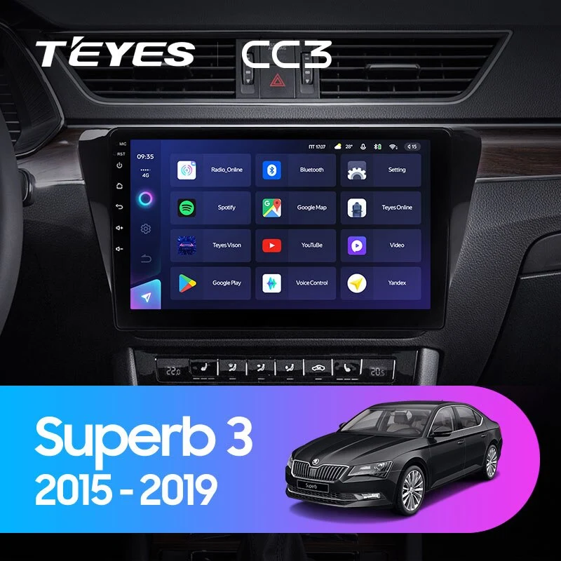 Комплект магнитолы TEYES CC3 10.2" для Skoda Superb III 2015-2019