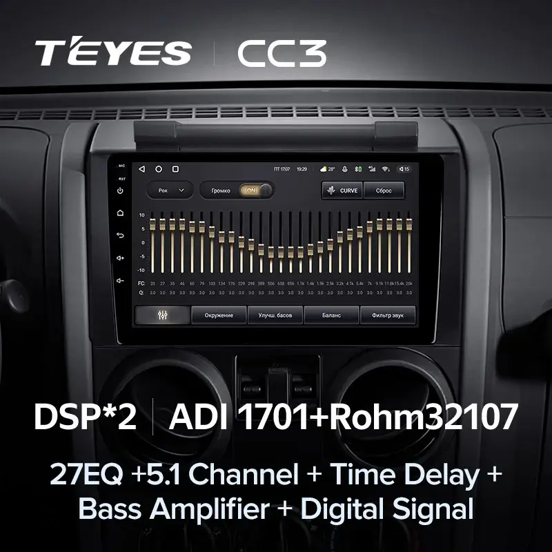 Комплект магнитолы TEYES CC3 9.0" для Jeep Wrangler III 2007-2018