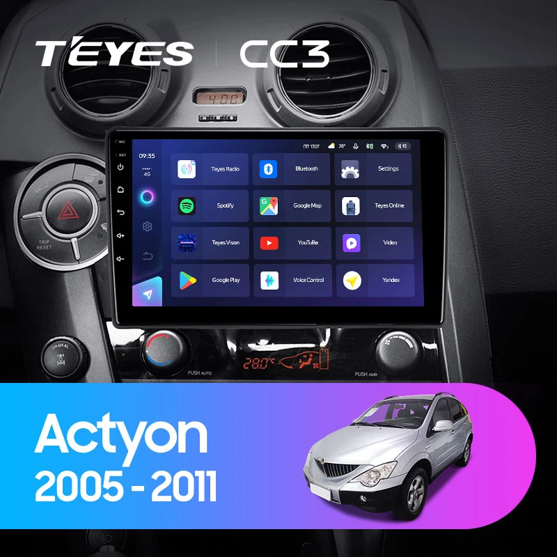 Комплект магнитолы TEYES CC3 9.0" для SsangYong Actyon I 2005-2010